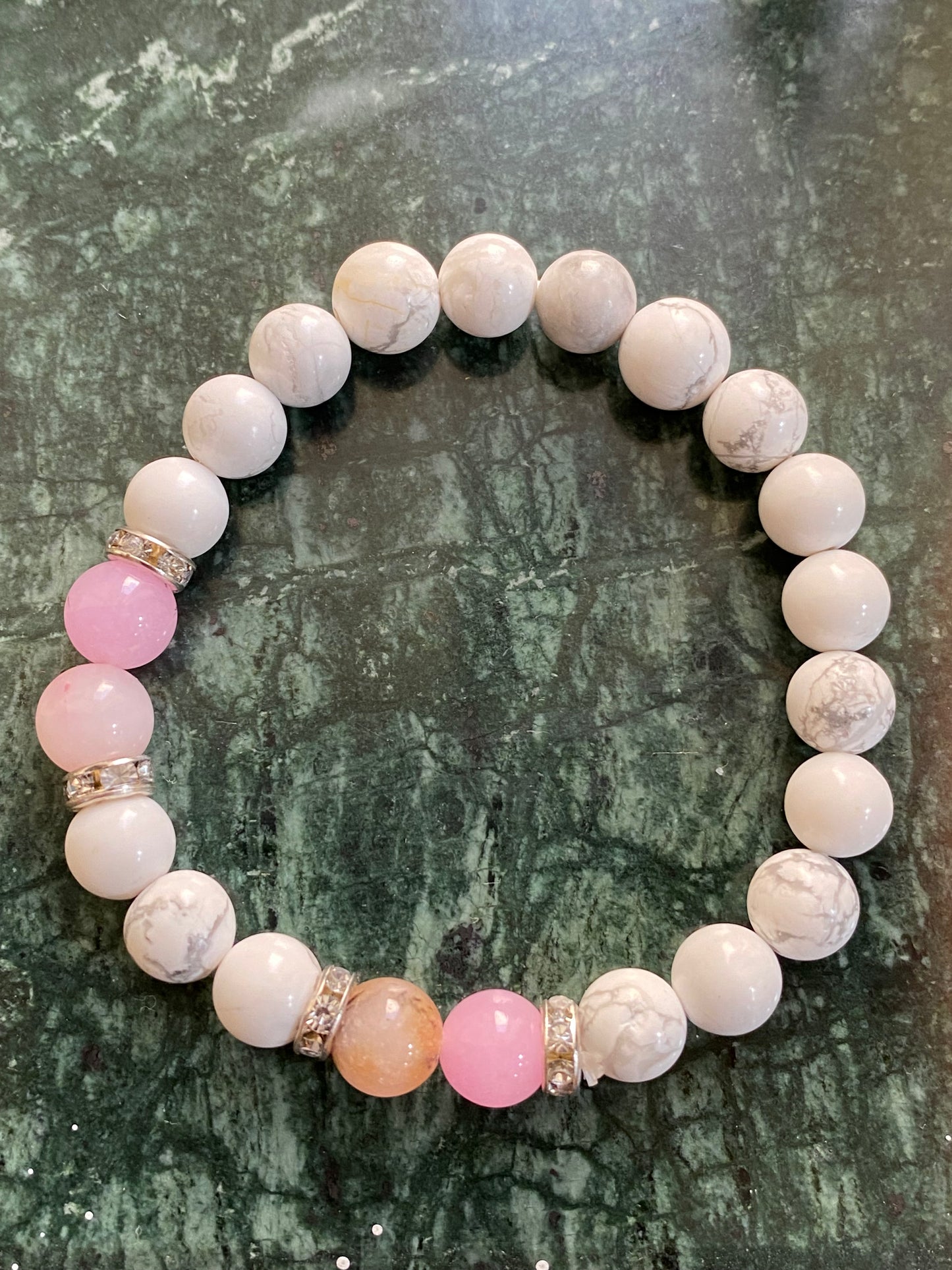 Howlite-Pink Opal Bracelet.