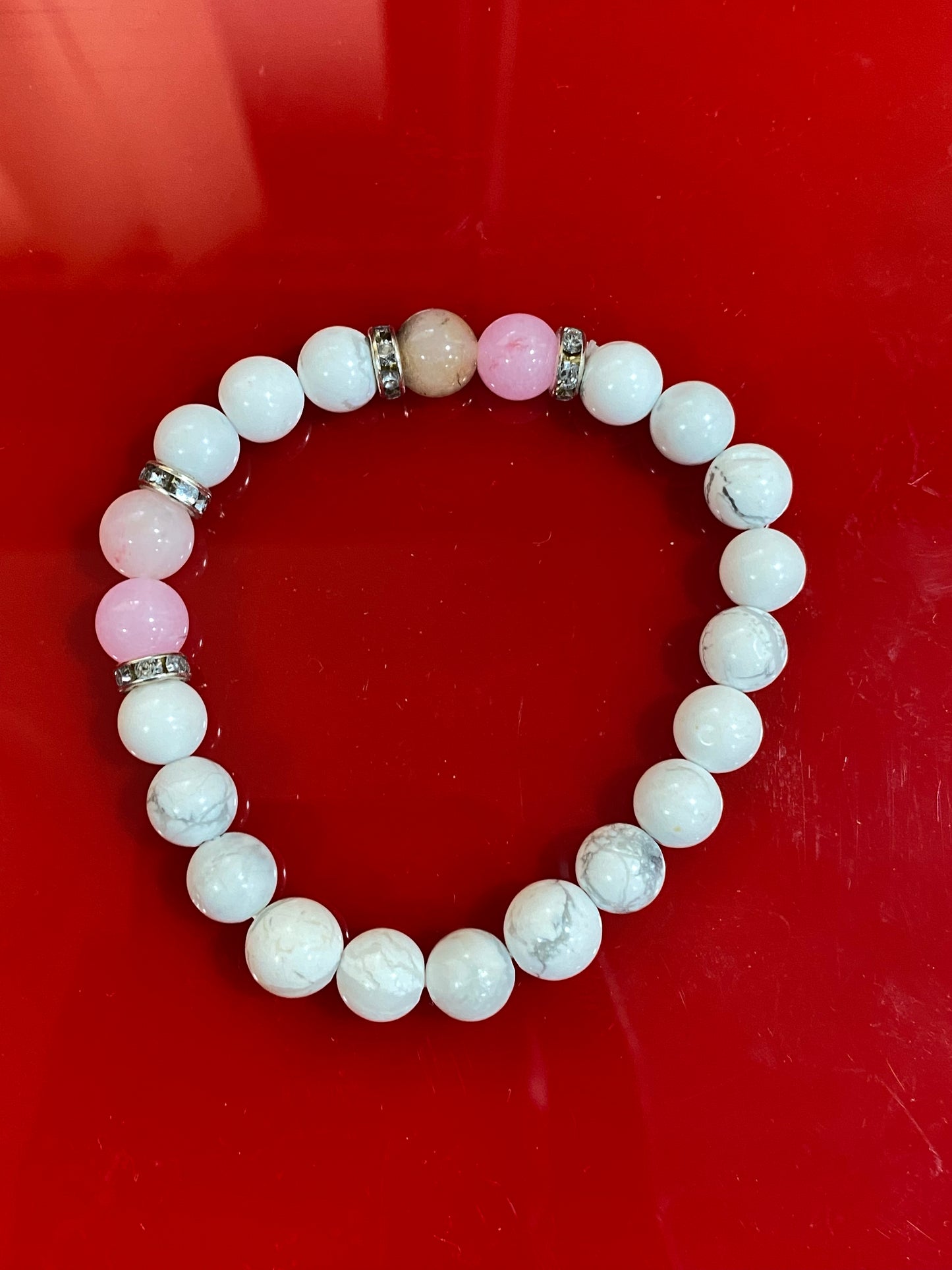 Howlite-Pink Opal Bracelet.